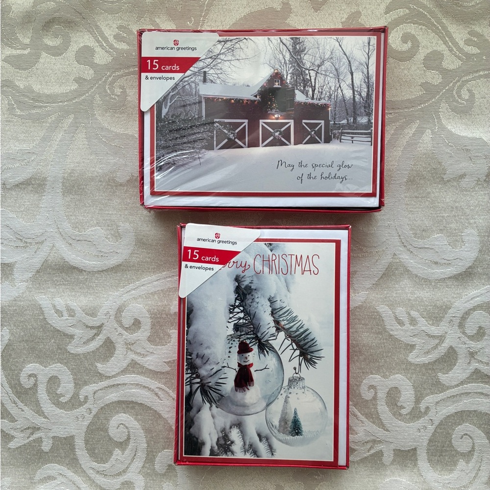 NIB American Greetings Christmas Cards—2 Boxes of 15 Cards/Envelopes Each